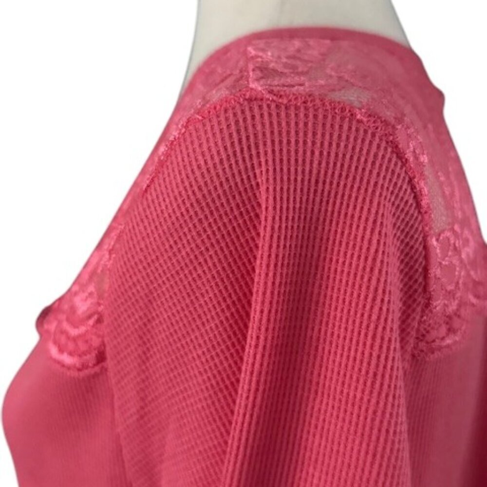 Colt Story Women's Long Sleeve V Neck Pink Buttons Lace Details T-Shirt PLUS 2XL - Picture 8 of 13
